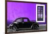 ¡Viva Mexico! Collection - Black VW Beetle Car with Purple Street Wall-Philippe Hugonnard-Framed Photographic Print