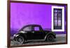 ¡Viva Mexico! Collection - Black VW Beetle Car with Purple Street Wall-Philippe Hugonnard-Framed Photographic Print