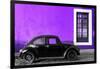 ¡Viva Mexico! Collection - Black VW Beetle Car with Purple Street Wall-Philippe Hugonnard-Framed Photographic Print