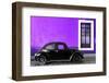 ¡Viva Mexico! Collection - Black VW Beetle Car with Purple Street Wall-Philippe Hugonnard-Framed Photographic Print