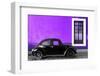 ¡Viva Mexico! Collection - Black VW Beetle Car with Purple Street Wall-Philippe Hugonnard-Framed Photographic Print