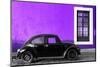 ¡Viva Mexico! Collection - Black VW Beetle Car with Purple Street Wall-Philippe Hugonnard-Mounted Photographic Print