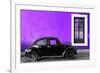 ¡Viva Mexico! Collection - Black VW Beetle Car with Purple Street Wall-Philippe Hugonnard-Framed Photographic Print