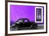 ¡Viva Mexico! Collection - Black VW Beetle Car with Purple Street Wall-Philippe Hugonnard-Framed Photographic Print