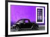 ¡Viva Mexico! Collection - Black VW Beetle Car with Purple Street Wall-Philippe Hugonnard-Framed Photographic Print