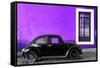 ¡Viva Mexico! Collection - Black VW Beetle Car with Purple Street Wall-Philippe Hugonnard-Framed Stretched Canvas