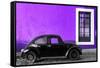 ¡Viva Mexico! Collection - Black VW Beetle Car with Purple Street Wall-Philippe Hugonnard-Framed Stretched Canvas