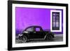 ¡Viva Mexico! Collection - Black VW Beetle Car with Purple Street Wall-Philippe Hugonnard-Framed Photographic Print