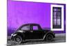 ¡Viva Mexico! Collection - Black VW Beetle Car with Purple Street Wall-Philippe Hugonnard-Mounted Photographic Print