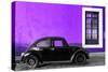 ¡Viva Mexico! Collection - Black VW Beetle Car with Purple Street Wall-Philippe Hugonnard-Stretched Canvas