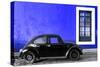 ¡Viva Mexico! Collection - Black VW Beetle Car with Royal Blue Street Wall-Philippe Hugonnard-Stretched Canvas