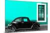 ¡Viva Mexico! Collection - Black VW Beetle Car with Turquoise Street Wall-Philippe Hugonnard-Mounted Photographic Print