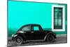 ¡Viva Mexico! Collection - Black VW Beetle Car with Turquoise Street Wall-Philippe Hugonnard-Mounted Photographic Print