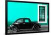 ¡Viva Mexico! Collection - Black VW Beetle Car with Turquoise Street Wall-Philippe Hugonnard-Framed Photographic Print