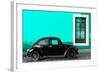 ¡Viva Mexico! Collection - Black VW Beetle Car with Turquoise Street Wall-Philippe Hugonnard-Framed Photographic Print