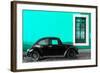 ¡Viva Mexico! Collection - Black VW Beetle Car with Turquoise Street Wall-Philippe Hugonnard-Framed Photographic Print