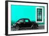 ¡Viva Mexico! Collection - Black VW Beetle Car with Turquoise Street Wall-Philippe Hugonnard-Framed Photographic Print