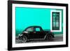 ¡Viva Mexico! Collection - Black VW Beetle Car with Turquoise Street Wall-Philippe Hugonnard-Framed Photographic Print