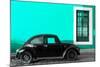 ¡Viva Mexico! Collection - Black VW Beetle Car with Turquoise Street Wall-Philippe Hugonnard-Mounted Photographic Print