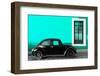 ¡Viva Mexico! Collection - Black VW Beetle Car with Turquoise Street Wall-Philippe Hugonnard-Framed Photographic Print