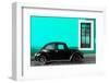 ¡Viva Mexico! Collection - Black VW Beetle Car with Turquoise Street Wall-Philippe Hugonnard-Framed Photographic Print