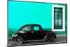 ¡Viva Mexico! Collection - Black VW Beetle Car with Turquoise Street Wall-Philippe Hugonnard-Mounted Photographic Print