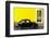 ¡Viva Mexico! Collection - Black VW Beetle Car with Yellow Street Wall-Philippe Hugonnard-Framed Photographic Print