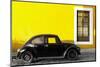 ¡Viva Mexico! Collection - Black VW Beetle Car with Yellow Street Wall-Philippe Hugonnard-Mounted Photographic Print