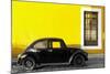 ¡Viva Mexico! Collection - Black VW Beetle Car with Yellow Street Wall-Philippe Hugonnard-Mounted Photographic Print