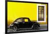 ¡Viva Mexico! Collection - Black VW Beetle Car with Yellow Street Wall-Philippe Hugonnard-Framed Photographic Print