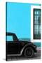 ¡Viva Mexico! Collection - Black VW Beetle with Blue Street Wall-Philippe Hugonnard-Stretched Canvas