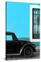 ¡Viva Mexico! Collection - Black VW Beetle with Blue Street Wall-Philippe Hugonnard-Stretched Canvas