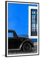 ¡Viva Mexico! Collection - Black VW Beetle with Dark Blue Street Wall-Philippe Hugonnard-Framed Premium Photographic Print