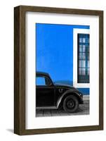 ¡Viva Mexico! Collection - Black VW Beetle with Dark Blue Street Wall-Philippe Hugonnard-Framed Photographic Print
