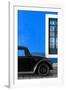 ¡Viva Mexico! Collection - Black VW Beetle with Dark Blue Street Wall-Philippe Hugonnard-Framed Photographic Print