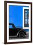 ¡Viva Mexico! Collection - Black VW Beetle with Dark Blue Street Wall-Philippe Hugonnard-Framed Photographic Print