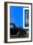 ¡Viva Mexico! Collection - Black VW Beetle with Dark Blue Street Wall-Philippe Hugonnard-Framed Photographic Print