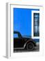 ¡Viva Mexico! Collection - Black VW Beetle with Dark Blue Street Wall-Philippe Hugonnard-Framed Photographic Print