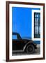 ¡Viva Mexico! Collection - Black VW Beetle with Dark Blue Street Wall-Philippe Hugonnard-Framed Photographic Print