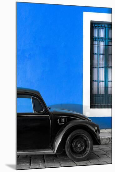 ¡Viva Mexico! Collection - Black VW Beetle with Dark Blue Street Wall-Philippe Hugonnard-Mounted Photographic Print