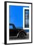 ¡Viva Mexico! Collection - Black VW Beetle with Dark Blue Street Wall-Philippe Hugonnard-Framed Photographic Print