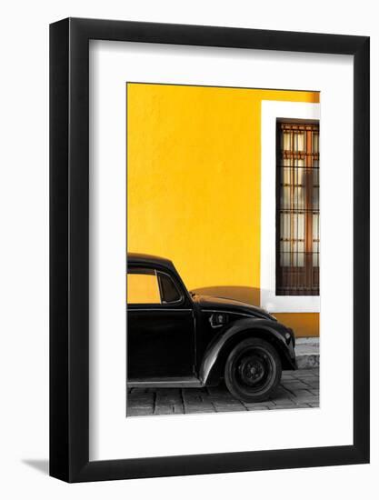 ¡Viva Mexico! Collection - Black VW Beetle with Gold Street Wall-Philippe Hugonnard-Framed Photographic Print