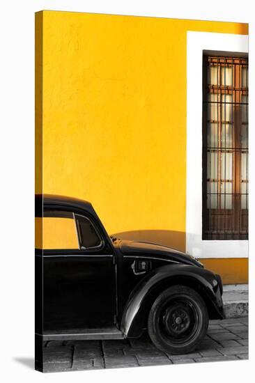 ¡Viva Mexico! Collection - Black VW Beetle with Gold Street Wall-Philippe Hugonnard-Stretched Canvas