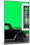 ¡Viva Mexico! Collection - Black VW Beetle with Green Street Wall-Philippe Hugonnard-Mounted Photographic Print