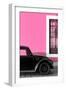 ¡Viva Mexico! Collection - Black VW Beetle with Hot Pink Street Wall-Philippe Hugonnard-Framed Photographic Print