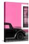 ¡Viva Mexico! Collection - Black VW Beetle with Hot Pink Street Wall-Philippe Hugonnard-Stretched Canvas