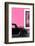 ¡Viva Mexico! Collection - Black VW Beetle with Hot Pink Street Wall-Philippe Hugonnard-Framed Photographic Print