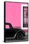 ¡Viva Mexico! Collection - Black VW Beetle with Hot Pink Street Wall-Philippe Hugonnard-Framed Stretched Canvas