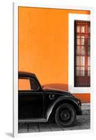 ¡Viva Mexico! Collection - Black VW Beetle with Orange Street Wall-Philippe Hugonnard-Framed Photographic Print