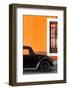 ¡Viva Mexico! Collection - Black VW Beetle with Orange Street Wall-Philippe Hugonnard-Framed Photographic Print